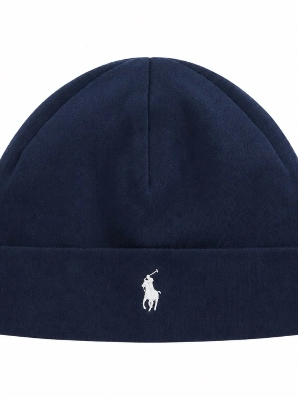 Ralph Lauren Navy Blue Polo Beanie Hat with White Pony Logo